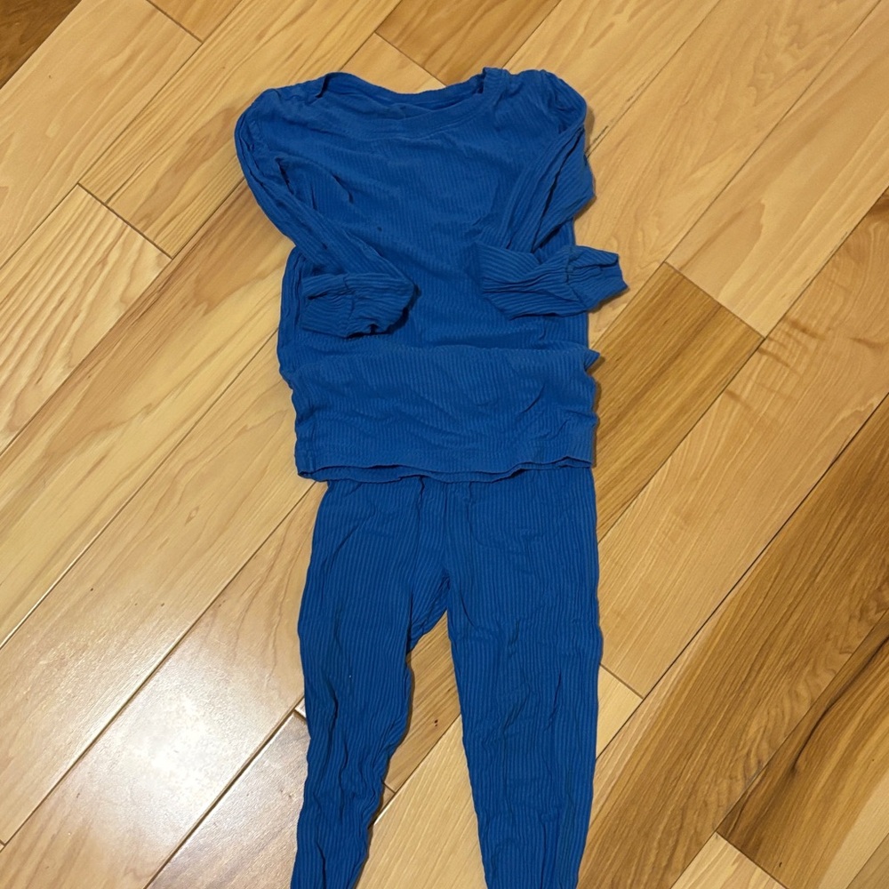 Little Sleepies Blue ribbed Kids Pajamas
